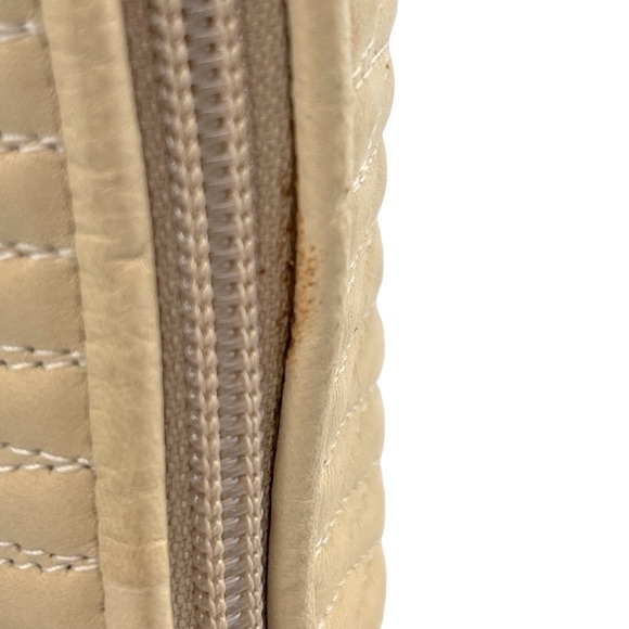 Bally Lambskin Leather Quilted Crossbody Bag with Gold Tone Chain in Cream - Picture 10 of 16